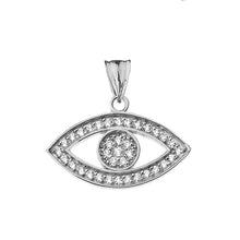 Load image into Gallery viewer, CaliRoseJewelry Sterling Silver Evil Eye Cubic Zirconia Pendant and Earrings Set