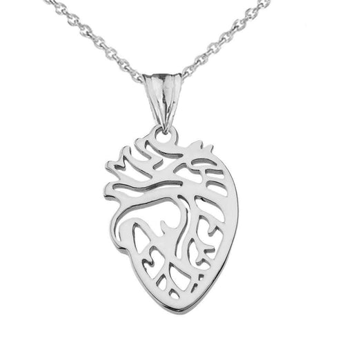 CaliRoseJewelry Sterling Silver Anatomical Heart Nurse Doctor Charm Pendant Necklace