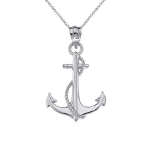 Load image into Gallery viewer, CaliRoseJewelry 10k Anchor Nautical Rope Sailor Navy Charm Pendant Necklace