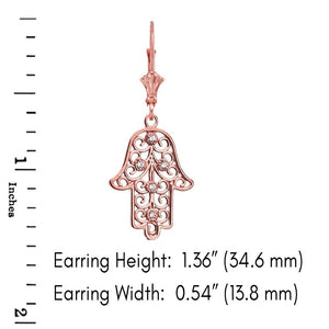 CaliRoseJewelry 14k Gold Hamsa Hand Diamond Pendant and Earrings Set