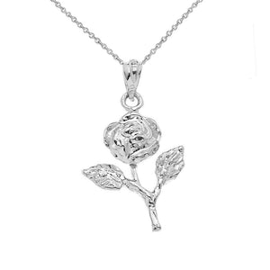 CaliRoseJewelry 10k Rose Stem Charm Pendant Necklace