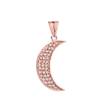 Load image into Gallery viewer, CaliRoseJewelry 10k Gold Crescent Moon Diamond Pendant