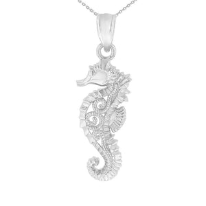 CaliRoseJewelry 10k Filigree Seahorse Charm Pendant Necklace