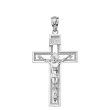 Load image into Gallery viewer, 14k White Gold INRI Crucifix Cross Catholic Jesus Pendant