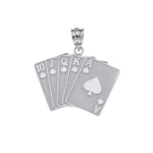 Load image into Gallery viewer, CaliRoseJewelry 10k Lucky Royal Flush of Spades Poker Hand Pendant