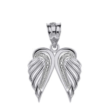 Load image into Gallery viewer, CaliRoseJewelry 10k Gold Feather Dainty Angel Double Wing Cubic Zirconia Pendant