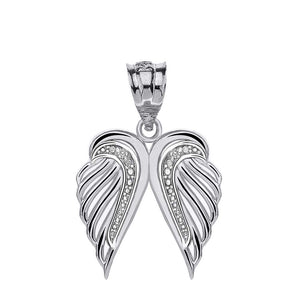 CaliRoseJewelry 10k Gold Feather Dainty Angel Double Wing Cubic Zirconia Pendant