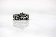 Load image into Gallery viewer, CaliRoseJewelry Sterling Silver Eye of Horus Ankh Ring with Antique Finish