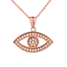 Load image into Gallery viewer, CaliRoseJewelry 14k Gold Evil Eye Diamond Pendant Necklace