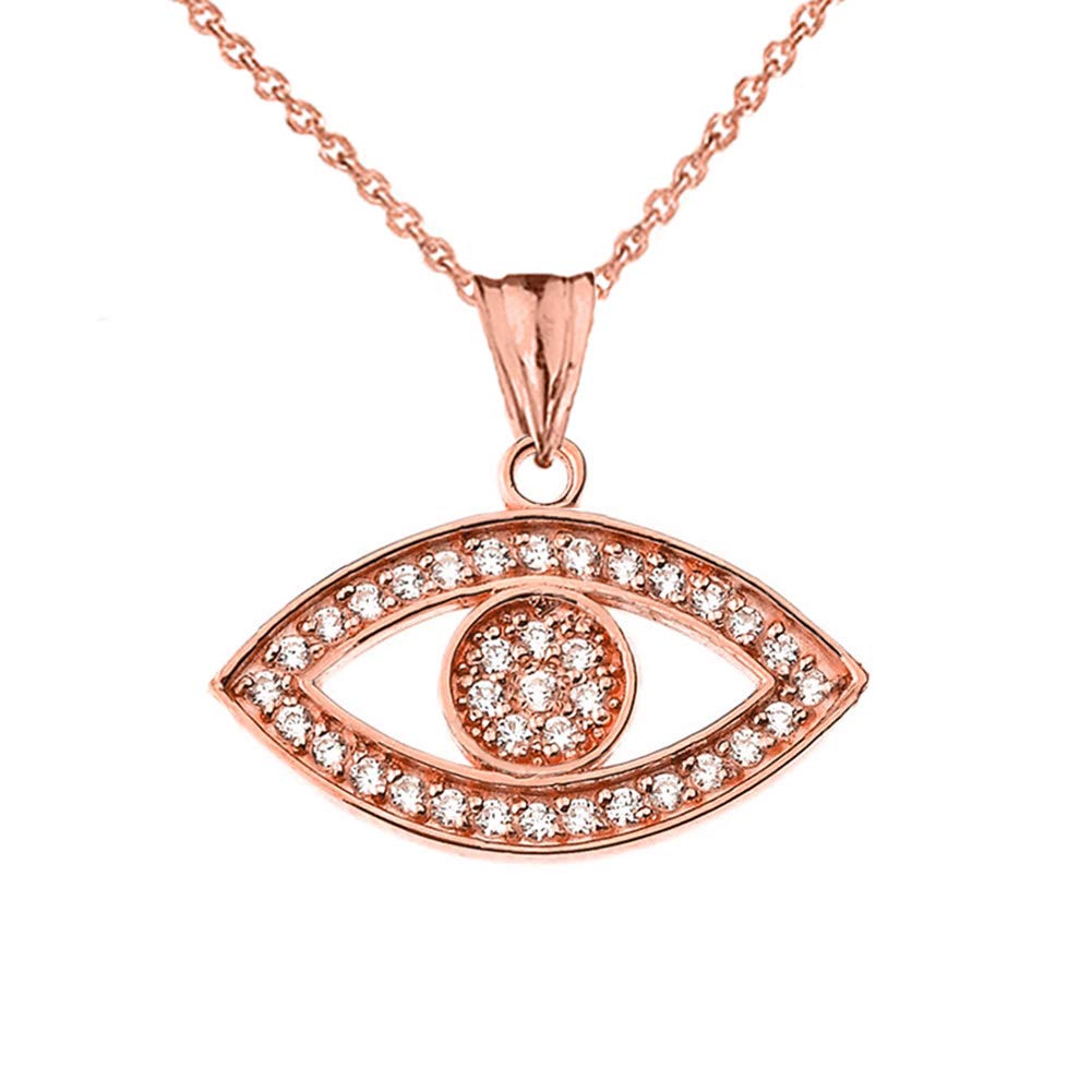 CaliRoseJewelry 14k Gold Evil Eye Diamond Pendant Necklace