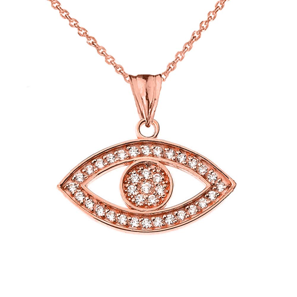 CaliRoseJewelry 10k Gold Evil Eye Diamond Pendant Necklace