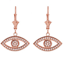 Load image into Gallery viewer, 14k Gold Evil Eye Diamond Earrings