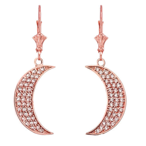 14k Gold Crescent Moon Diamond Earrings