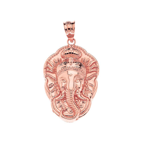 CaliRoseJewelry 10k Hindu Lord Ganesh Ganesha Head Elephant Hindu God of Fortune Charm Pendant