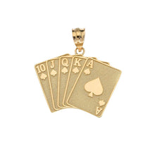 Load image into Gallery viewer, CaliRoseJewelry 14k Lucky Royal Flush of Spades Poker Hand Pendant