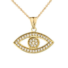 Load image into Gallery viewer, CaliRoseJewelry 14k Gold Evil Eye Diamond Pendant Necklace