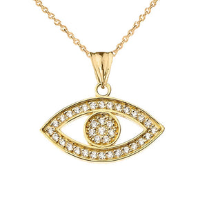 CaliRoseJewelry 14k Gold Evil Eye Diamond Pendant Necklace