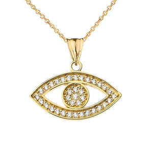 CaliRoseJewelry 10k Gold Evil Eye Cubic Zirconia Pendant Necklace