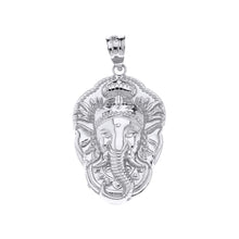 Load image into Gallery viewer, Sterling Silver Hindu Lord Ganesh Ganesha Head Elephant Hindu God of Fortune Charm Pendant