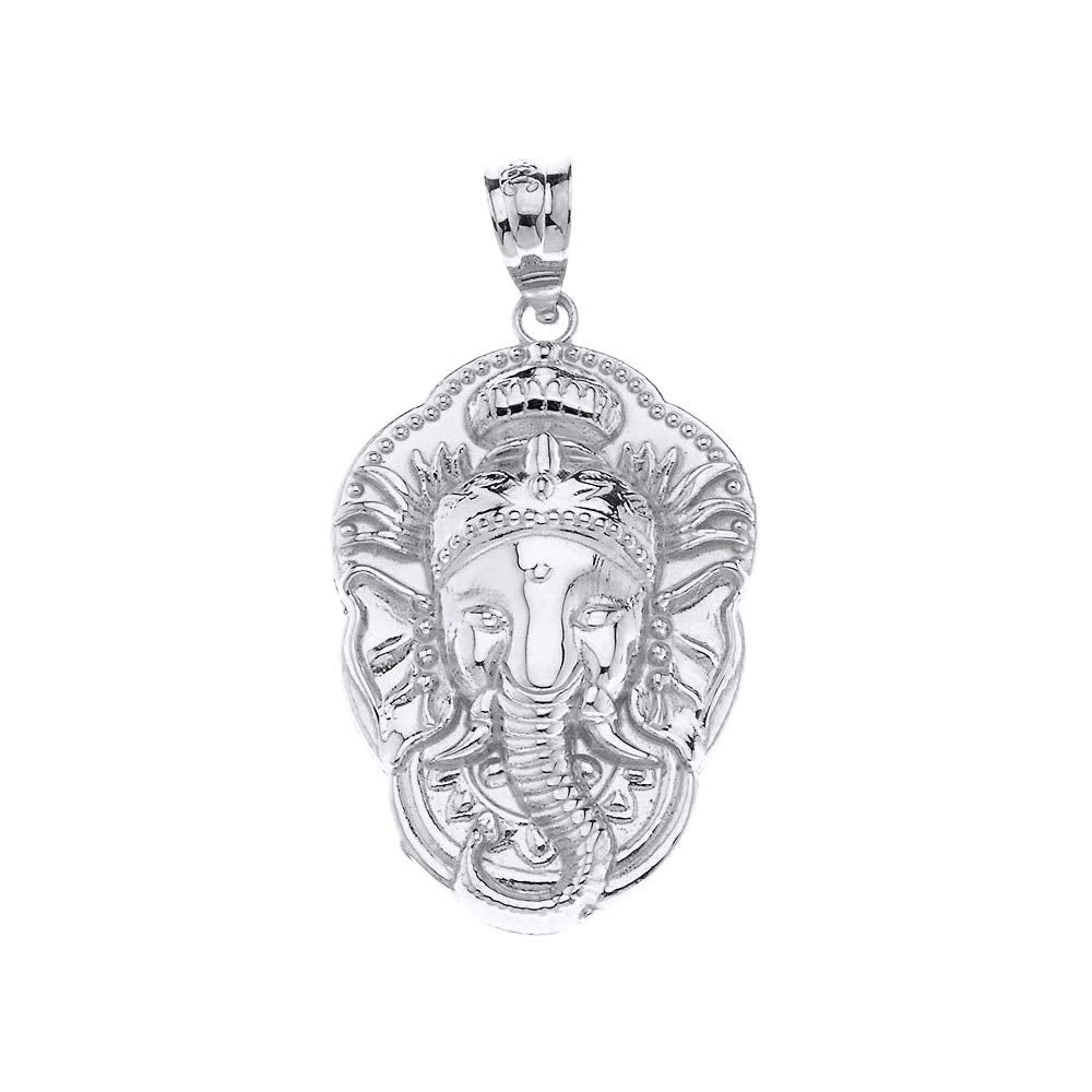 Sterling Silver Hindu Lord Ganesh Ganesha Head Elephant Hindu God of Fortune Charm Pendant