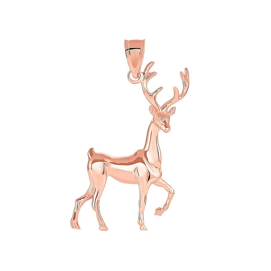 CaliRoseJewelry 14k Gold Christmas Santa Reindeer Deer Antlers Charm Pendant