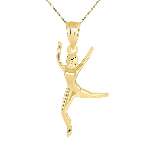 CaliRoseJewelry 10k Gold Celebrating Life Dancing Girl Woman Charm Pendant Necklace
