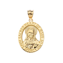 Load image into Gallery viewer, CaliRoseJewelry 10k Sacred Heart Jesus Have Mercy on Us Oval Pendant