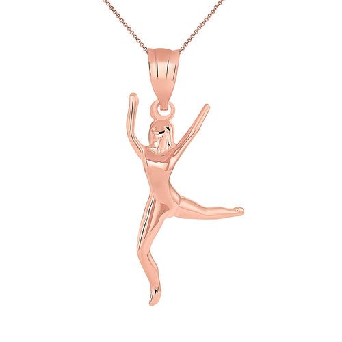 CaliRoseJewelry 14k Gold Celebrating Life Dancing Girl Woman Charm Pendant Necklace