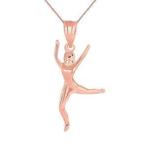 CaliRoseJewelry 14k Gold Celebrating Life Dancing Girl Woman Charm Pendant Necklace
