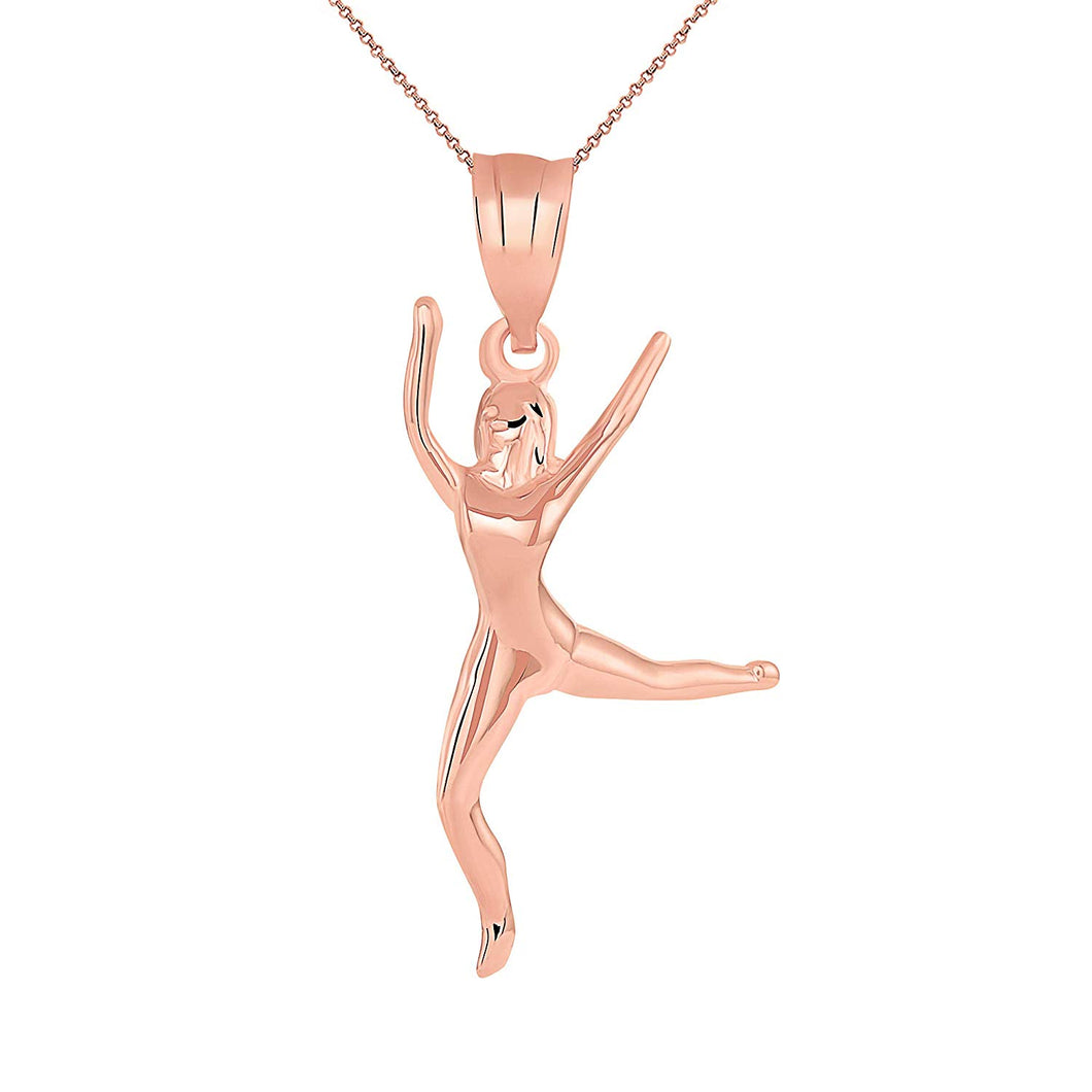 CaliRoseJewelry 10k Gold Celebrating Life Dancing Girl Woman Charm Pendant Necklace