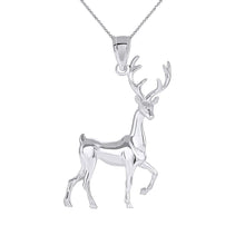 Load image into Gallery viewer, CaliRoseJewelry Sterling Silver Christmas Santa Reindeer Deer Antlers Charm Pendant Necklace