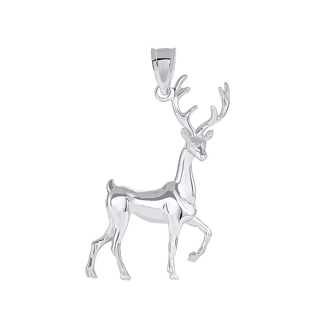 CaliRoseJewelry Sterling Silver Christmas Santa Reindeer Deer Antlers Charm Pendant