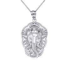 Load image into Gallery viewer, CaliRoseJewelry Sterling Silver Hindu Lord Ganesh Ganesha Head Elephant Hindu God of Fortune Charm Pendant Necklace