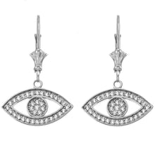 Load image into Gallery viewer, CaliRoseJewelry 14k Gold Evil Eye Cubic Zirconia Pendant and Earrings Set