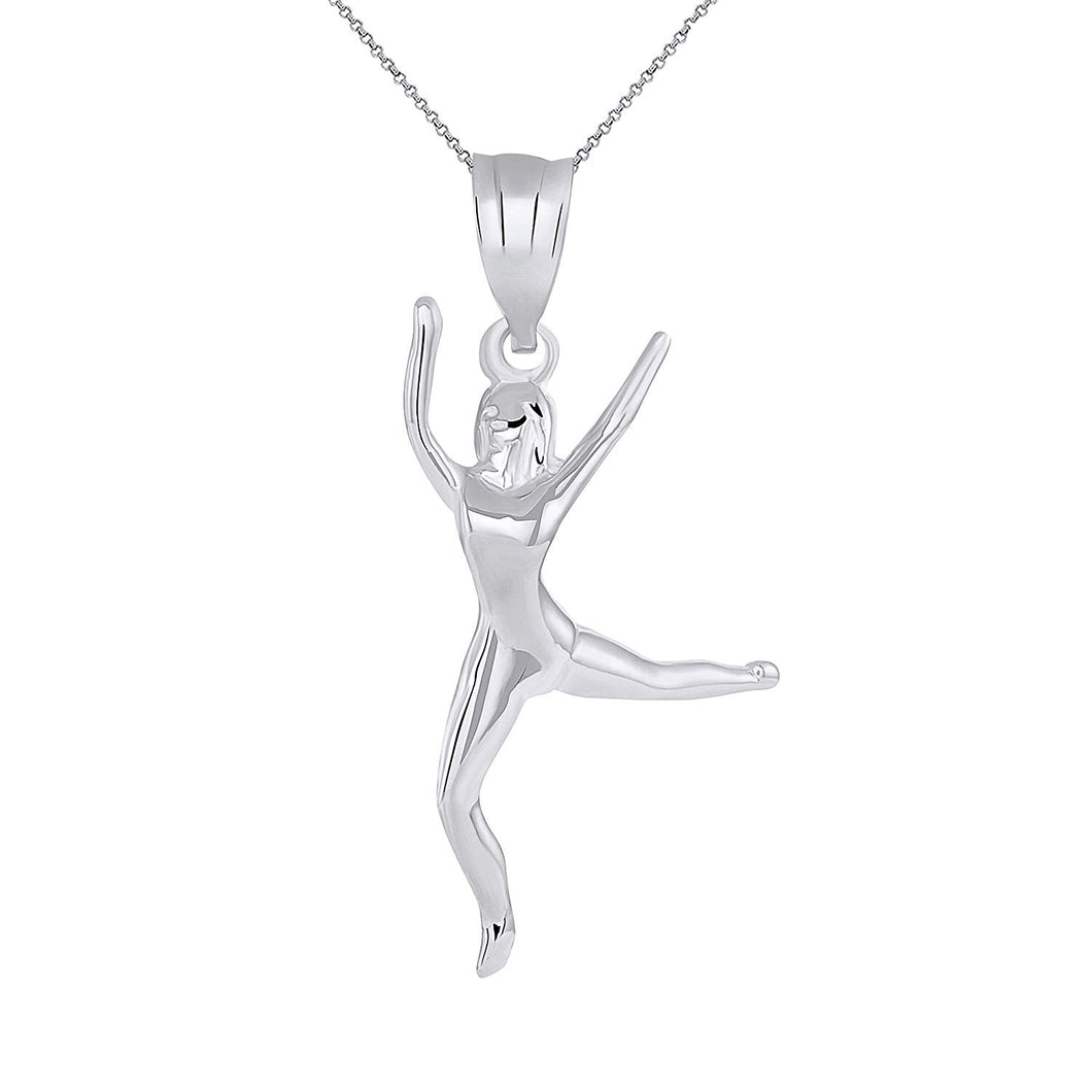 CaliRoseJewelry Sterling Silver Celebrating Life Dancing Girl Woman Charm Pendant Necklace