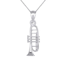Load image into Gallery viewer, CaliRoseJewelry Sterling Silver Trumpet Horn Charm Pendant Necklace