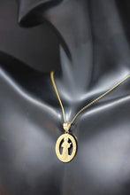 Load image into Gallery viewer, CaliRoseJewelry 14k Gold Saint Francis of Assisi Pray for Us Oval Charm Pendant Necklace