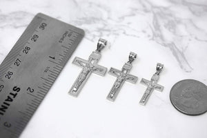 14k White Gold INRI Crucifix Cross Catholic Jesus Pendant