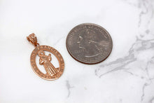 Load image into Gallery viewer, CaliRoseJewelry 10k Gold Saint Francis of Assisi Pray for Us Oval Charm Pendant Necklace