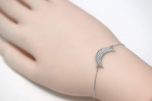 CaliRoseJewelry 14k Gold Sideways Crescent Moon Diamond Bracelet