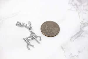 CaliRoseJewelry Sterling Silver Christmas Santa Reindeer Deer Antlers Charm Pendant