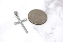 Load image into Gallery viewer, CaliRoseJewelry Sterling Silver Classy Elegant Diamond Simple Cross Charm Pendant Necklace