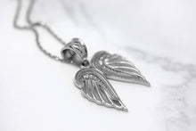 Load image into Gallery viewer, CaliRoseJewelry 10k Gold Feather Dainty Angel Double Wing Diamond Pendant Necklace