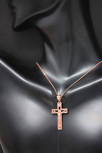 10k Gold INRI Crucifix Cross Catholic Jesus Pendant Necklace 1.36"
