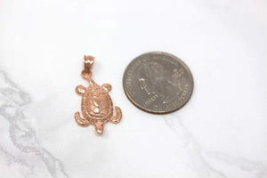 CaliRoseJewelry 10k Gold Lucky Honu Sea Turtle Tortoise Longevity Charm Pendant Necklace