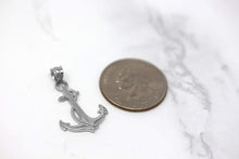 Load image into Gallery viewer, CaliRoseJewelry Sterling Silver Anchor Nautical Rope Sailor Navy Charm Pendant Necklace
