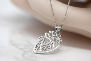 CaliRoseJewelry Sterling Silver Anatomical Heart Nurse Doctor Charm Pendant Necklace