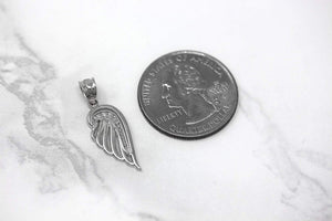 CaliRoseJewelry Sterling Silver Silver Feather Dainty Angel Wing Cubic Zirconia Pendant Necklace