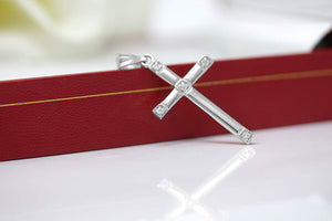 CaliRoseJewelry 10k Classy Elegant Diamond Simple Cross Charm Pendant