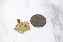 Load image into Gallery viewer, CaliRoseJewelry 14k Lucky Royal Flush of Spades Poker Hand Pendant Necklace
